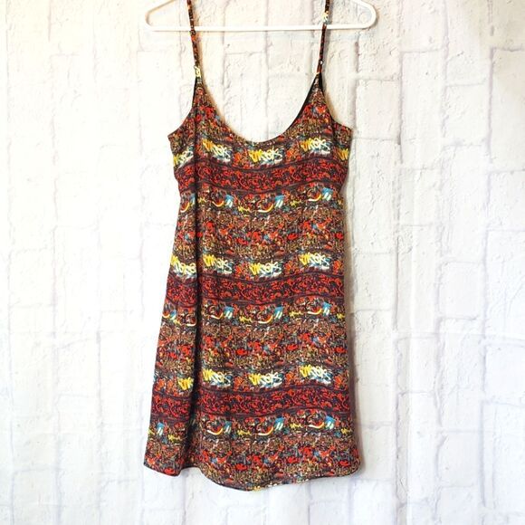 SAM EDELMAN Spaghetti Strap Slip Mini Dress Graffiti Print XS - Picture 1 of 7